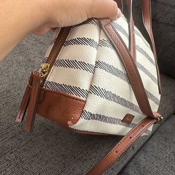 Fossil Sydney Satchel Handbag Purse - Black White Brown - Picture 5 of 13